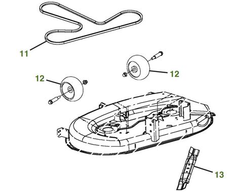 This Mower Deck Drive Belt and Idler Kit contains most everything that you will need to replace the drive belt and idler pulleys. . John deere d130 42 inch deck belt diagram